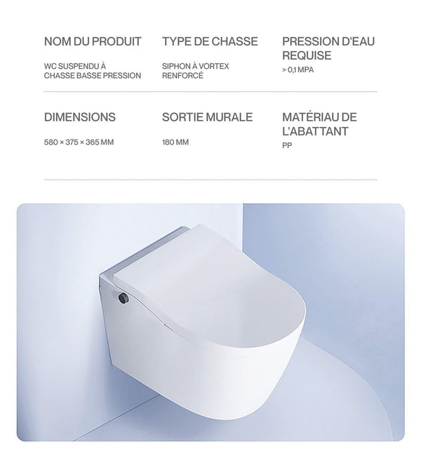 Noble PURE — Toilette japonaise suspendue sans réservoir — détail 1