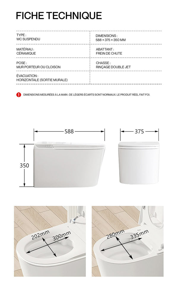 Noble FLOW — Toilette japonaise suspendue design — détail 7